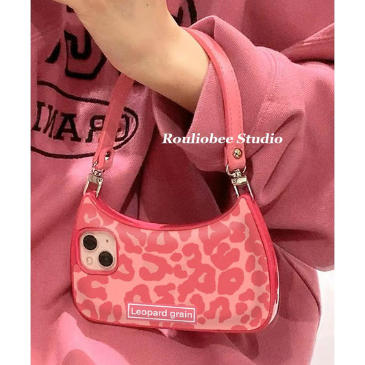 Pink leopard pattern handbag Pink belt