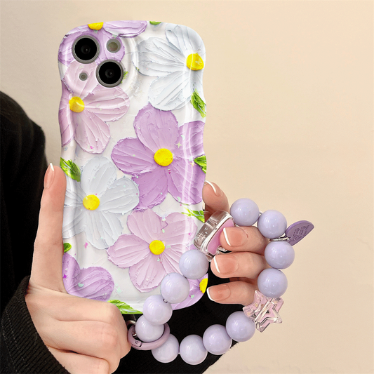 Purple full-screen flower wave phone case