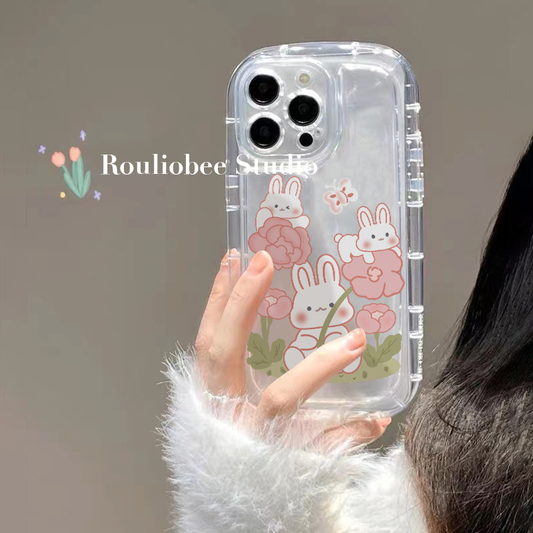 Soap case drop-proof transparent phone case soap case flower rabbit