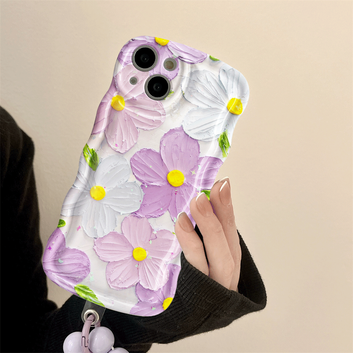 Purple full-screen flower wave phone case