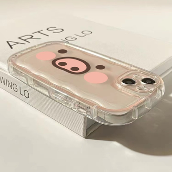 Soap case drop-proof transparent phone case cartoon cute pink nose